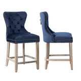 Carter 24" Wingback Tufted Nailhead Counter Stool (Set of 2), Antique Grey Legs