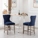Carter 24" Wingback Tufted Nailhead Counter Stool (Set of 2), Antique Grey Legs