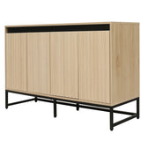 Carved 4 Door Sideboard with LED,Buffet Cabinet Storage Cabinet Modern Coffee Bar Cabinet With Adjustable Shelf