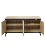 Carved 4 Door Sideboard with LED,Buffet Cabinet Storage Cabinet Modern Coffee Bar Cabinet With Adjustable Shelf