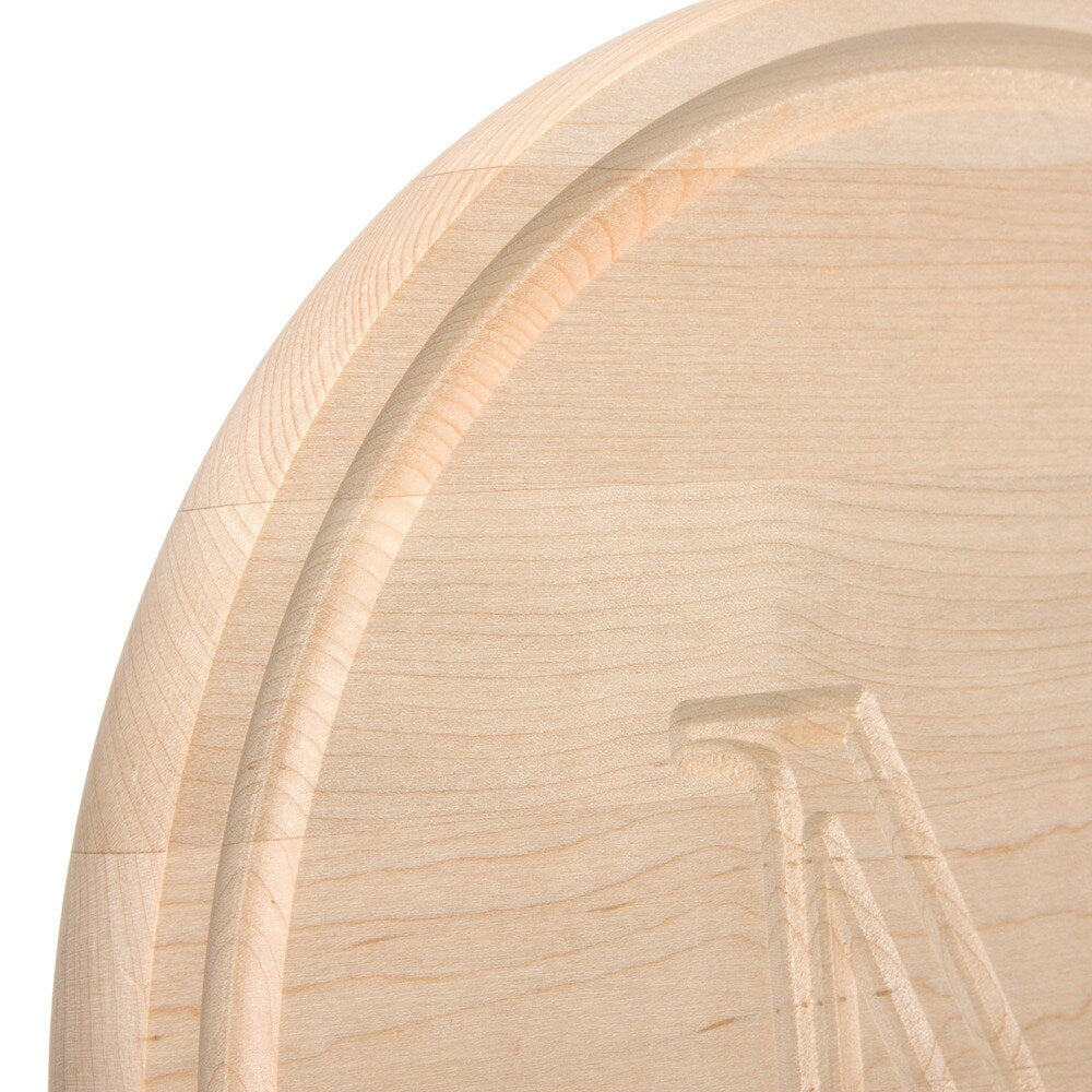Carved Initial 10 1/2-inch Round Maple Cutting Board - 10.5