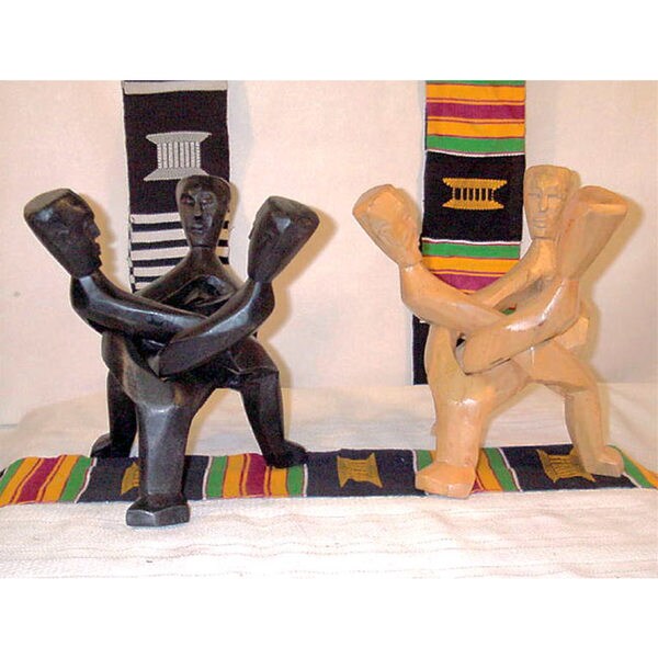 Carved Wood Three Heads Unity Statue (Ghana)