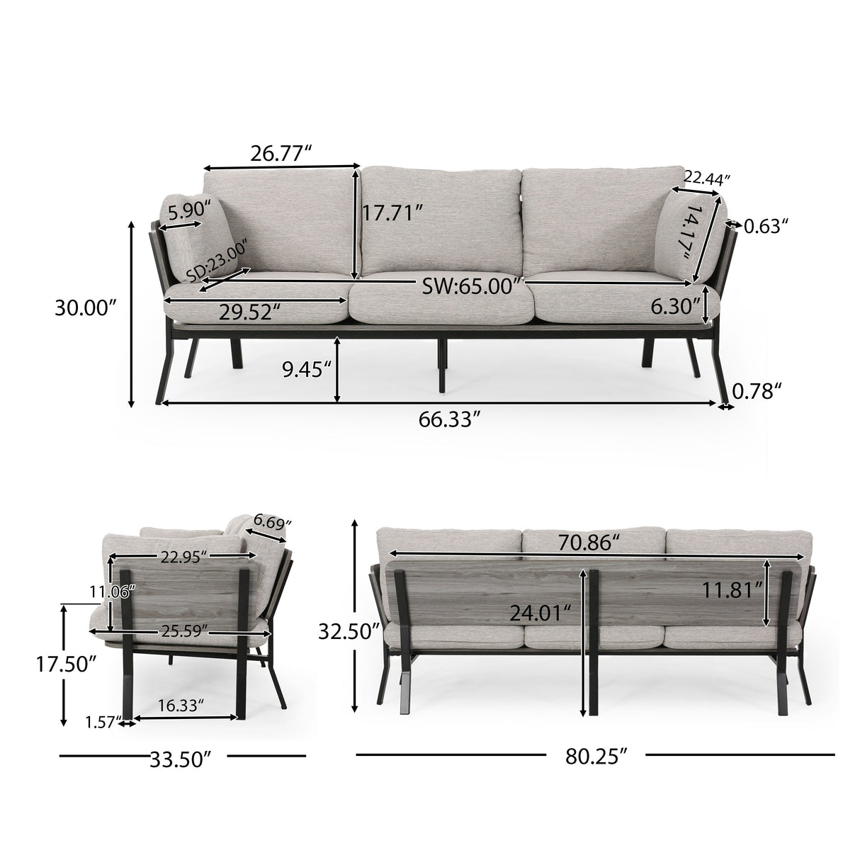 Carvel Mid-century Modern 3-seater Sofa by Christopher Knight Home