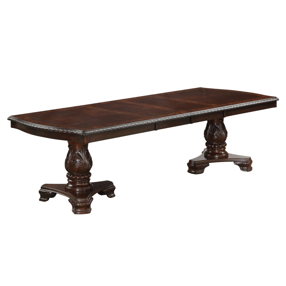 Cary 108 Inch Dining Table, Rectangular, Classical Wood Details, Dark Brown