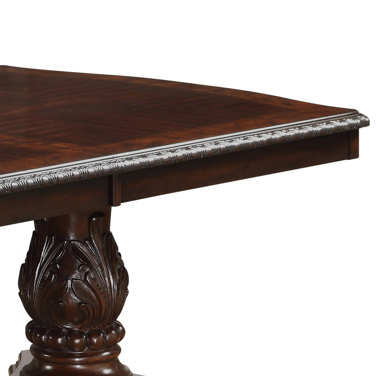 Cary 108 Inch Dining Table, Rectangular, Classical Wood Details, Dark Brown