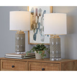 Casa 21" Ceramic Table Lamp w/ Cylindrical Base & Linen Shade (Set of 2)