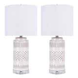 Casa 21" Ceramic Table Lamp w/ Cylindrical Base & Linen Shade (Set of 2)