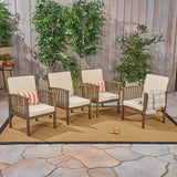 Casa Acacia Outdoor Acacia Wood Club Chairs(Set of 4) by Christopher Knight Home