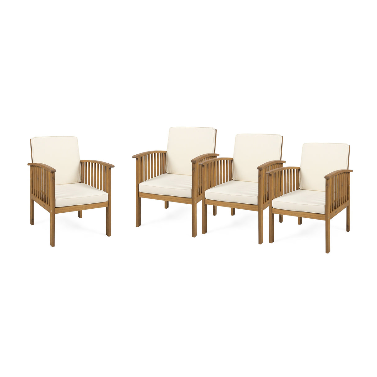 Casa Acacia Outdoor Acacia Wood Club Chairs(Set of 4) by Christopher Knight Home