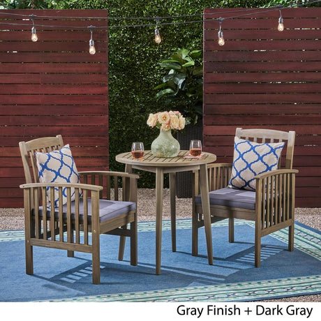 Casa Outdoor 2-Seater 28" Round Acacia Wood Bistro Set with Straight Legs by Christopher Knight Home - N/A