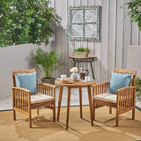 Casa Outdoor 2-Seater 28" Round Acacia Wood Bistro Set with Straight Legs by Christopher Knight Home - N/A