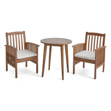 Casa Outdoor 2-Seater 28" Round Acacia Wood Bistro Set with Straight Legs by Christopher Knight Home - N/A