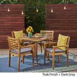 Casa Outdoor 4-Seater 32" Square Acacia Dining Set with Carved Legs by Christopher Knight Home