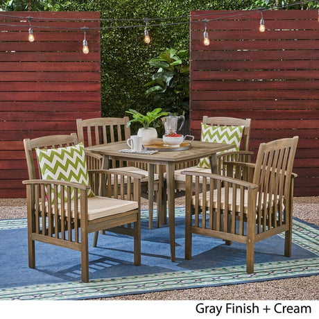 Casa Outdoor 4-Seater 36" Square Acacia Dining Set with Straight Legs by Christopher Knight Home
