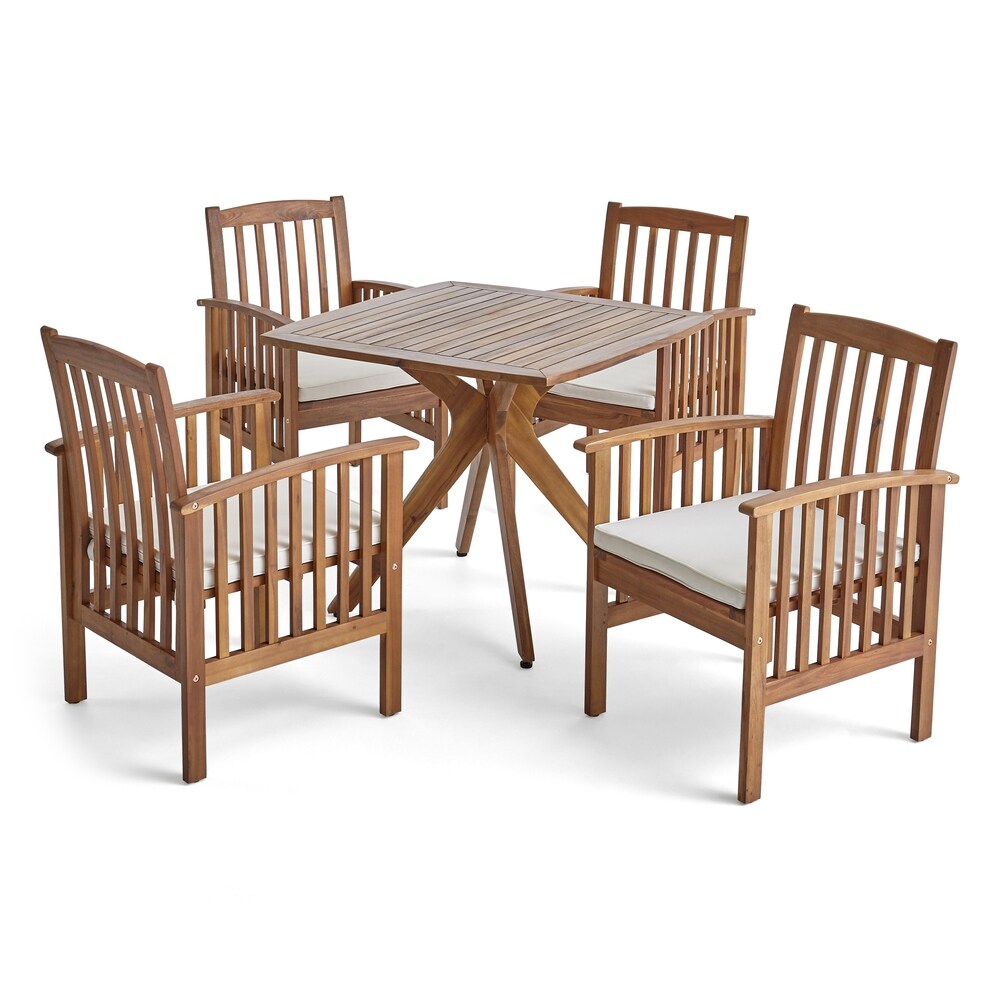 Casa Outdoor 4-Seater 36" Square Acacia Dining Set with X-Legs by Christopher Knight Home