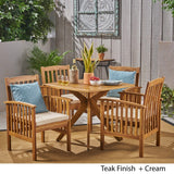 Casa Outdoor 4-Seater 36" Square Acacia Dining Set with X-Legs by Christopher Knight Home