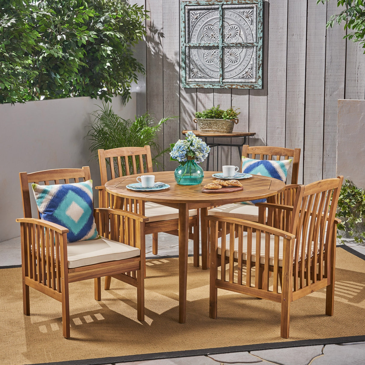 Casa Cushioned Acacia 5-piece Dining Set by Christopher Knight Home