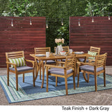 Casa Outdoor 6-Seater 59" Rectangular Acacia Dining Set with Carved Legs by Christopher Knight Home