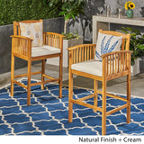 Casa Outdoor Acacia Bar Stools by Christopher Knight Home (Set of 2)