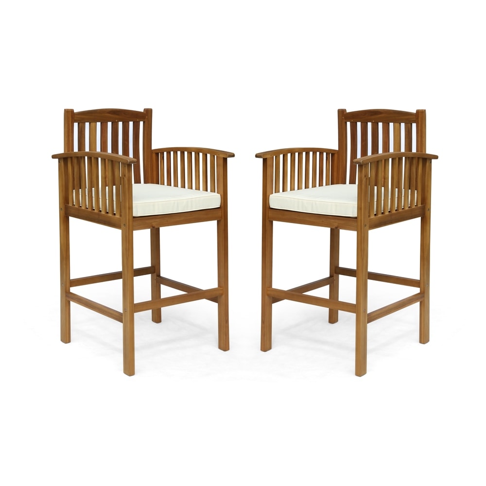 Casa Outdoor Acacia Bar Stools by Christopher Knight Home (Set of 2)