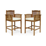 Casa Outdoor Acacia Bar Stools by Christopher Knight Home (Set of 2)