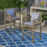 Casa Outdoor Acacia Bar Stools by Christopher Knight Home (Set of 2)