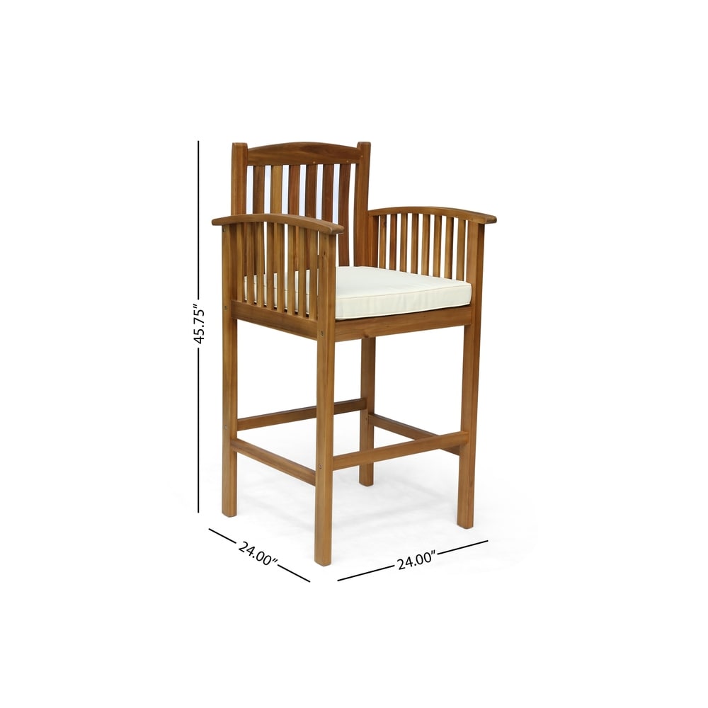 Casa Outdoor Acacia Bar Stools by Christopher Knight Home (Set of 2)