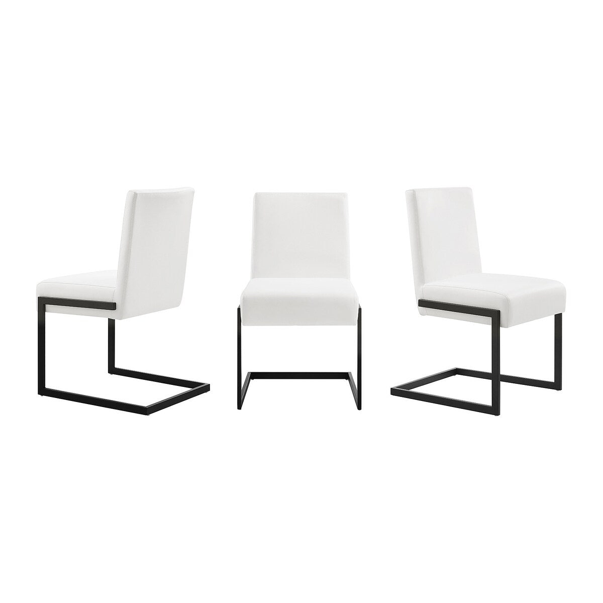 Casabianca Home Fontana Set of 2 Dining Chair in White PU Leather