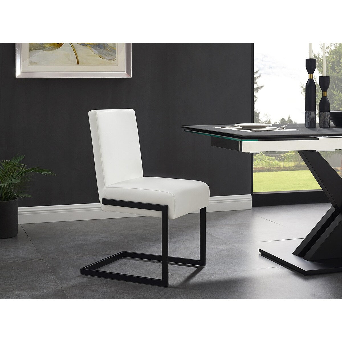 Casabianca Home Fontana Set of 2 Dining Chair in White PU Leather
