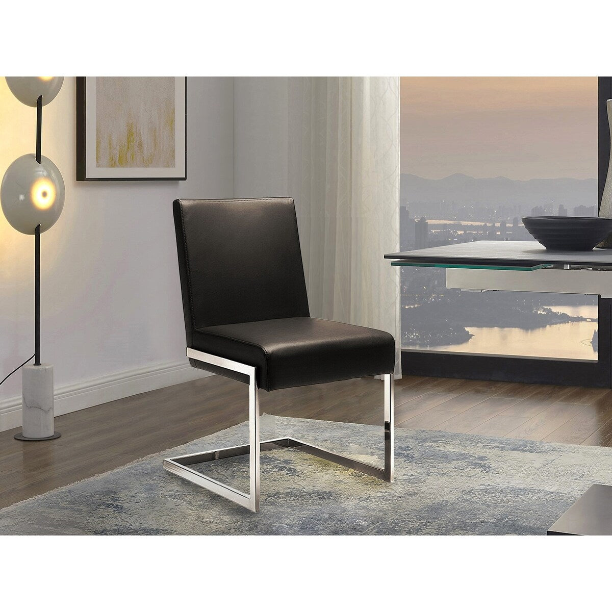 Casabianca Home Fontana Set of 2 Dining Chair in White PU Leather