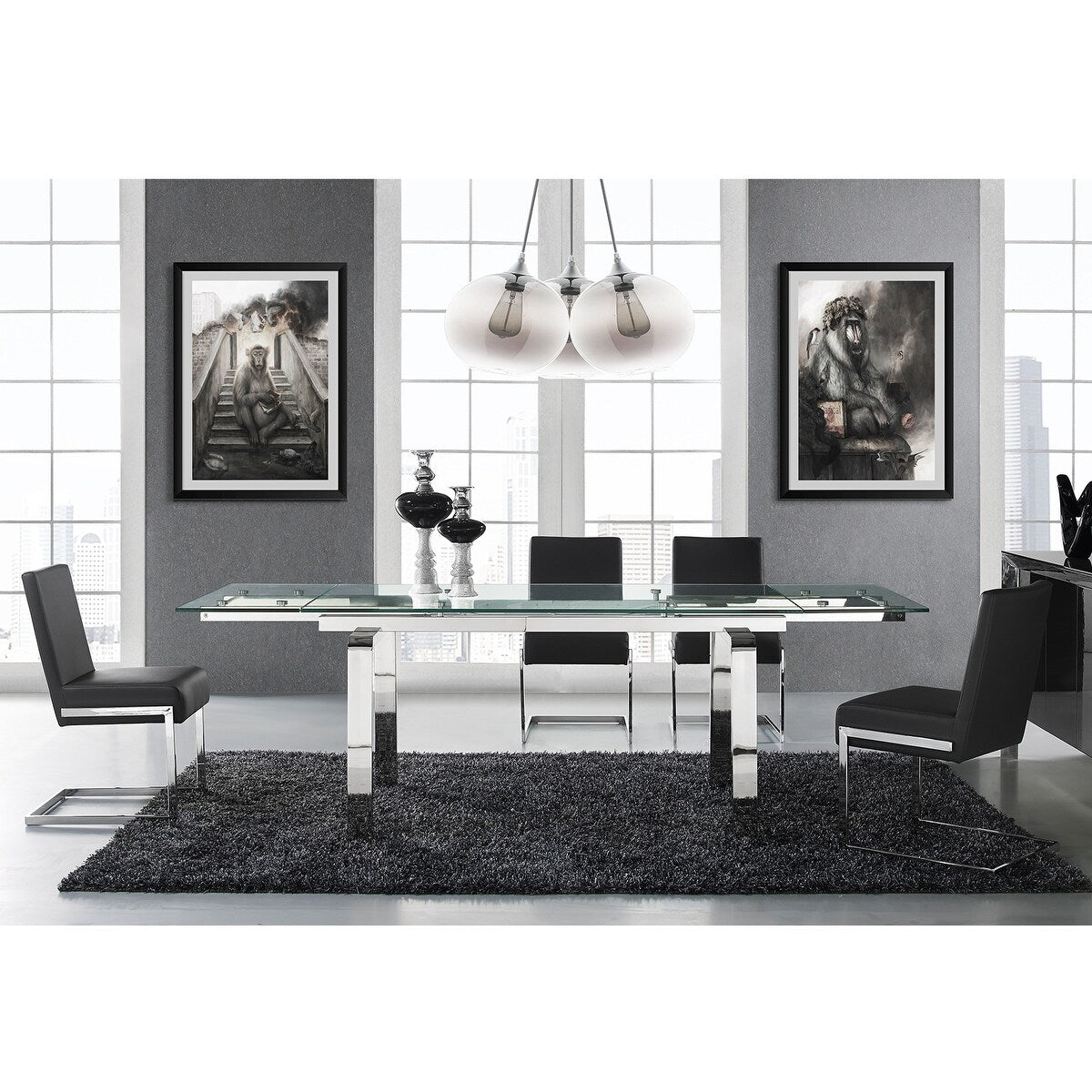 Casabianca Home Fontana Set of 2 Dining Chair in White PU Leather