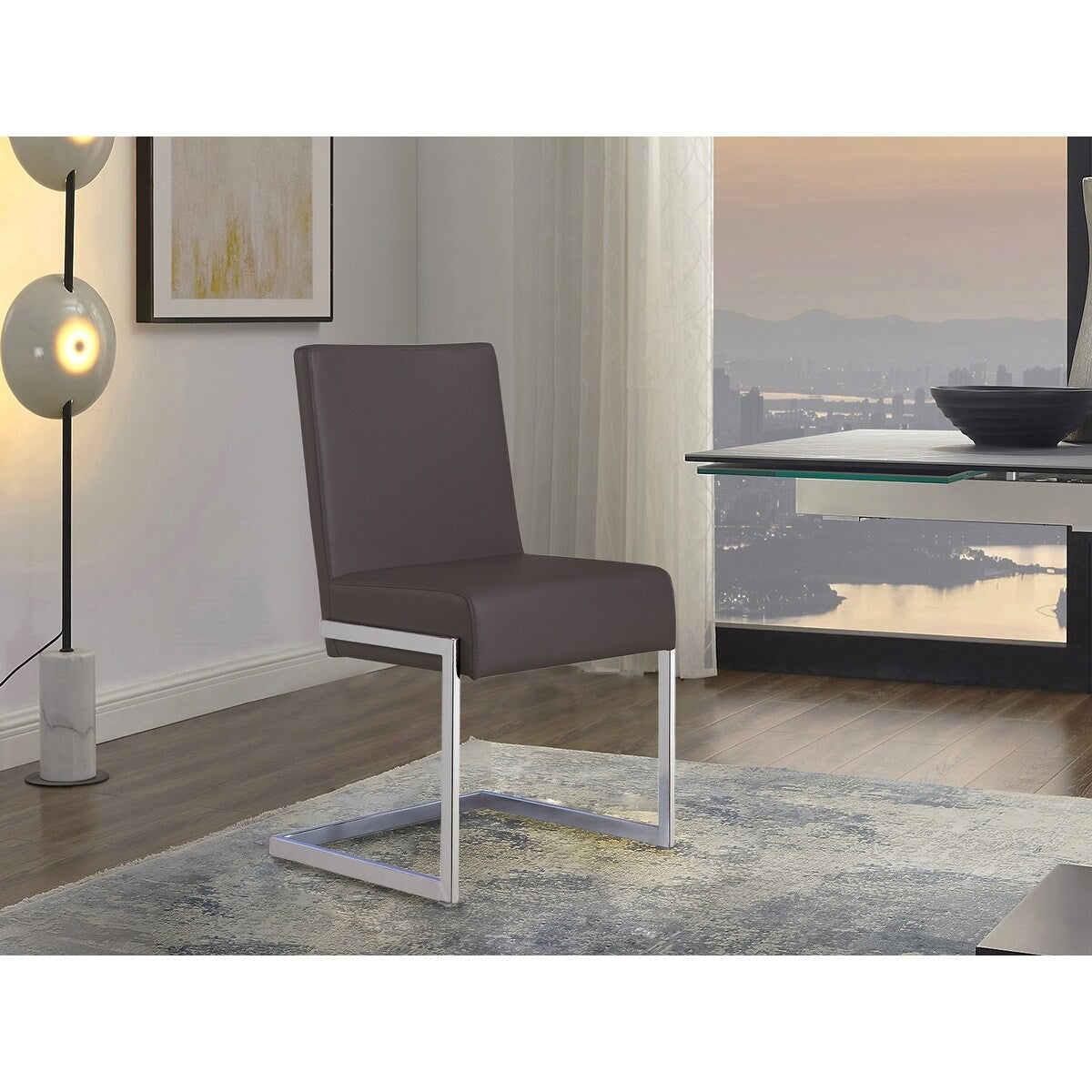 Casabianca Home Fontana Set of 2 Dining Chair in White PU Leather