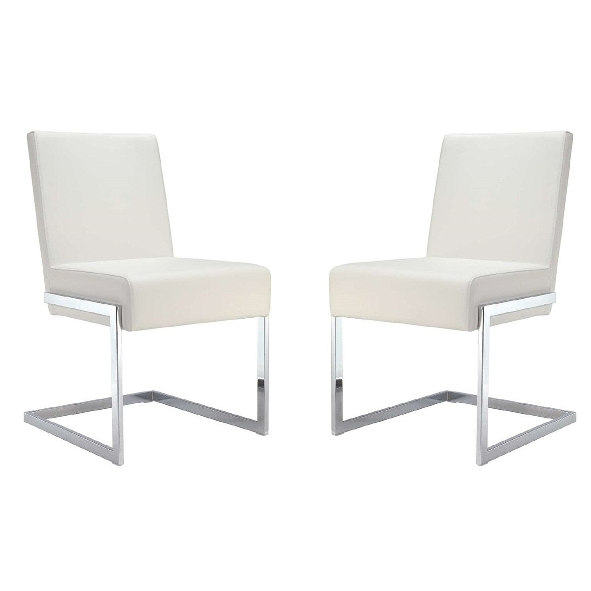Casabianca Home Fontana Set of 2 Dining Chair in White PU Leather