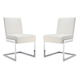 Casabianca Home Fontana Set of 2 Dining Chair in White PU Leather