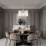 Casandra 5-light Brushed Champagne Silver Clear Glass Bars Chandelier - 19.7 inches in diameter x 17.3 inches H