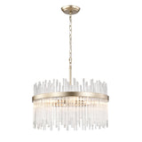 Casandra 5-light Brushed Champagne Silver Clear Glass Bars Chandelier - 19.7 inches in diameter x 17.3 inches H