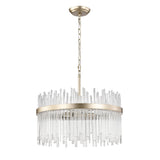 Casandra 5-light Brushed Champagne Silver Clear Glass Bars Chandelier - 19.7 inches in diameter x 17.3 inches H