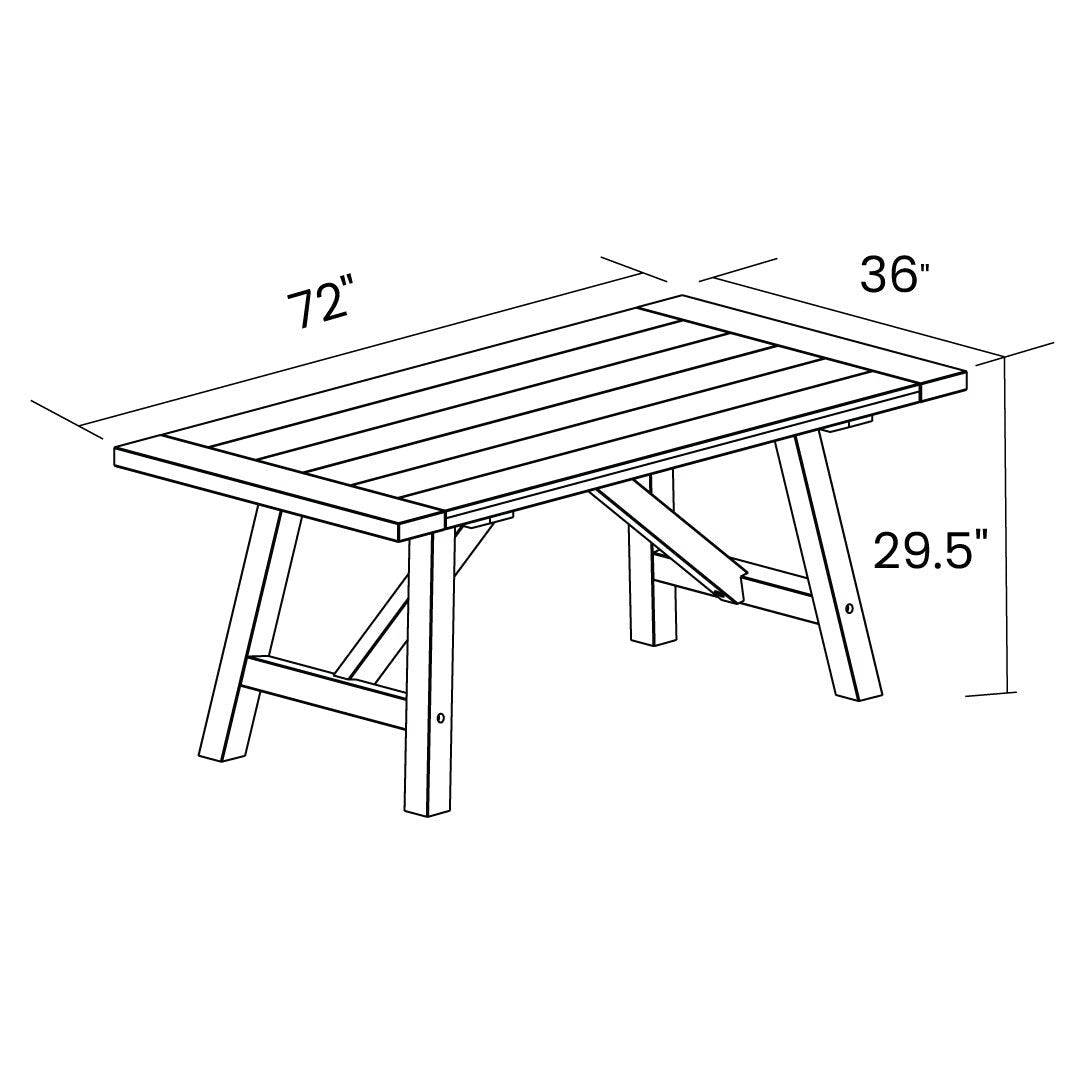 Cascais 72" Rectangular Table with Farmhouse Base