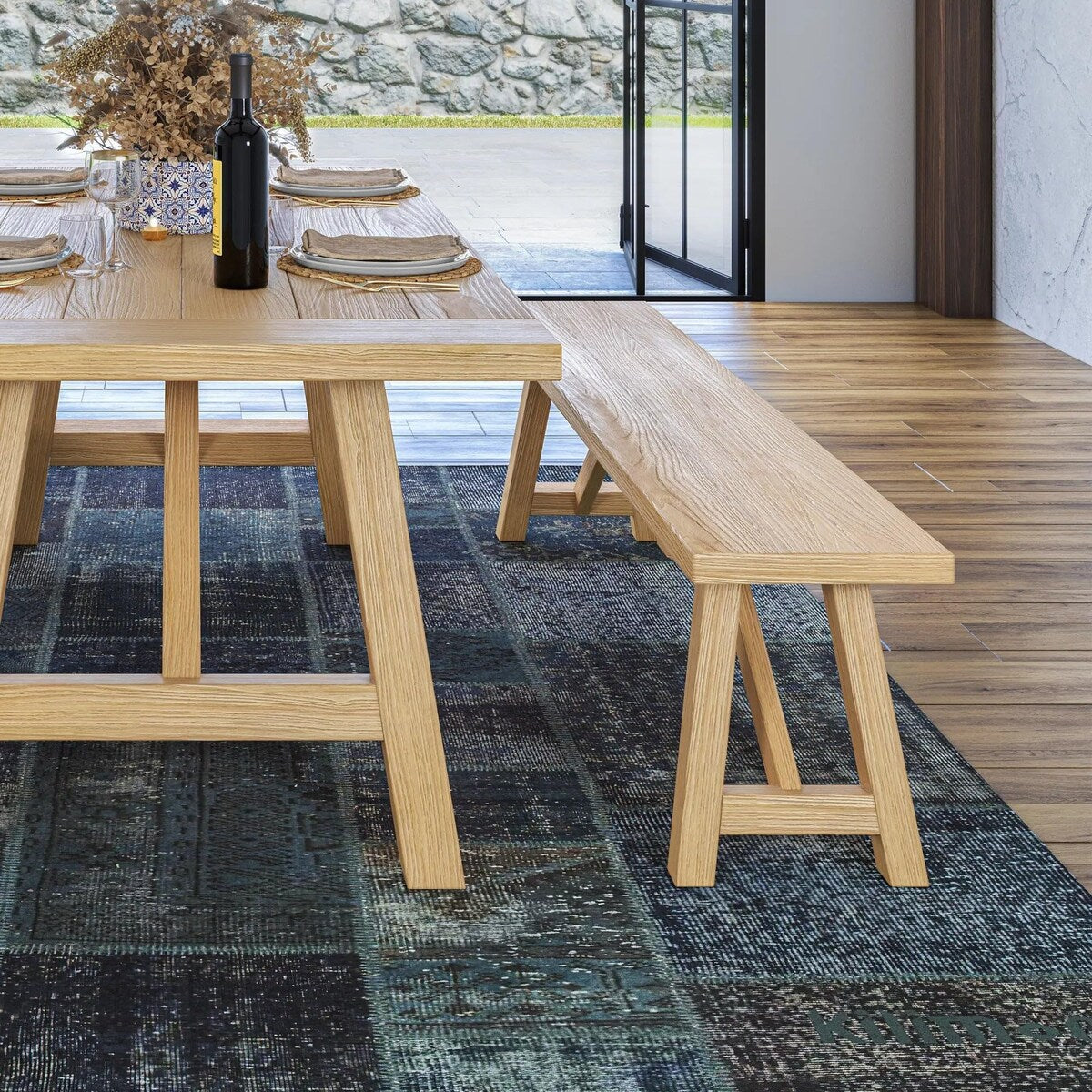 Cascais 72" Rectangular Table with Farmhouse Base