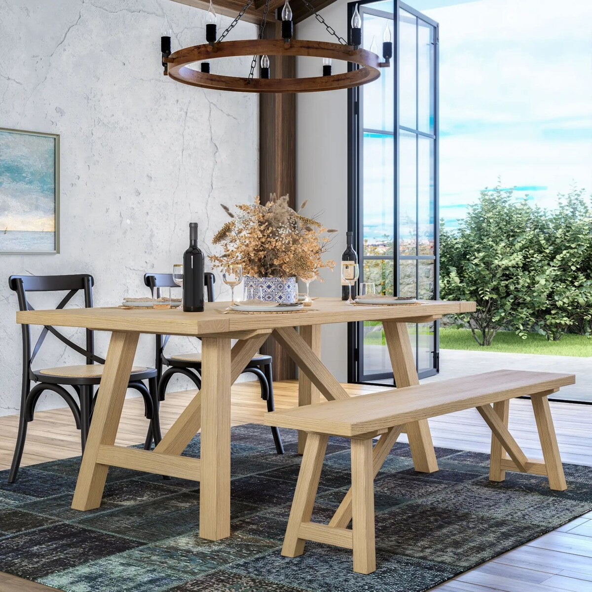 Cascais 72" Rectangular Table with Farmhouse Base