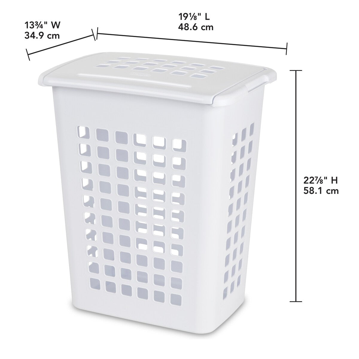STERILITE Rectangular Lift Top Laundry Hampers White - Case of 4