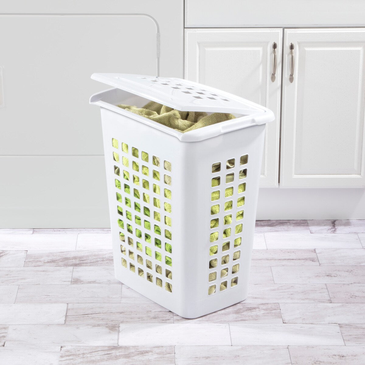 STERILITE Rectangular Lift Top Laundry Hampers White - Case of 4