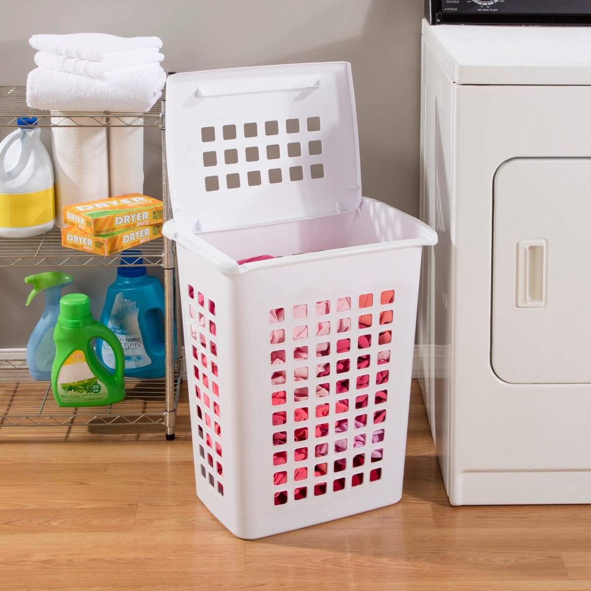 STERILITE Rectangular Lift Top Laundry Hampers White - Case of 4