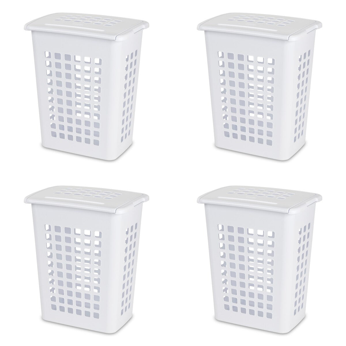 STERILITE Rectangular Lift Top Laundry Hampers White - Case of 4