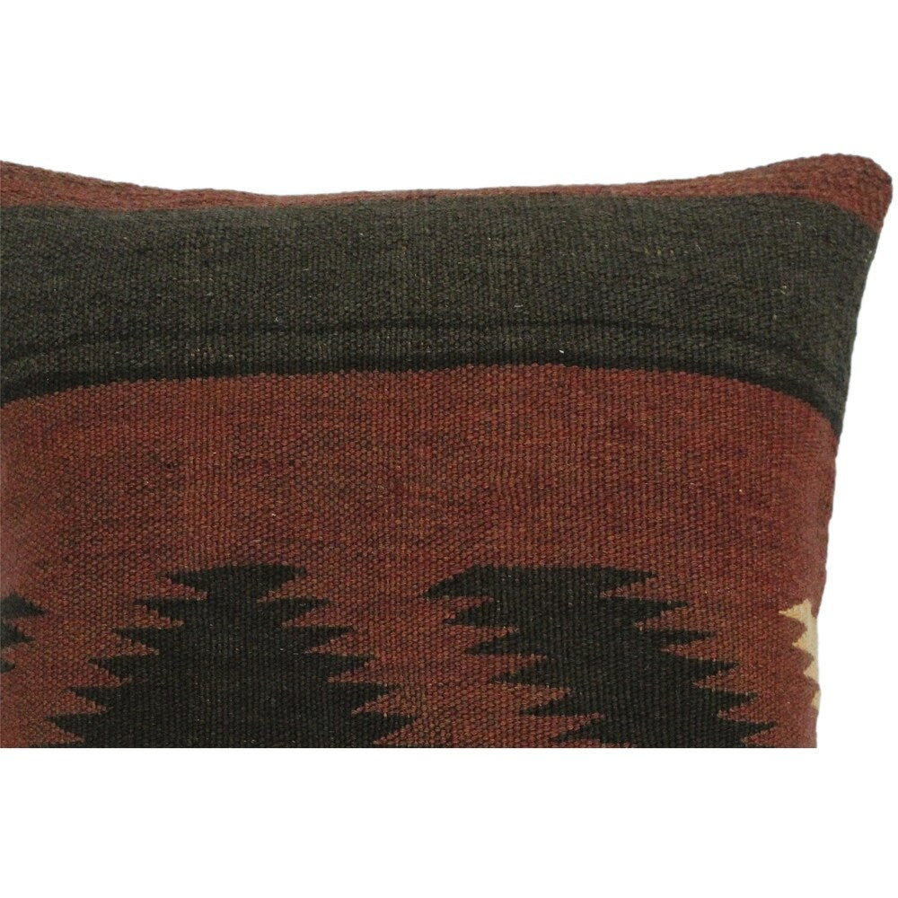 Caskey Brown/Black Hand-Woven Kilim Throw Pillow -18"x18"