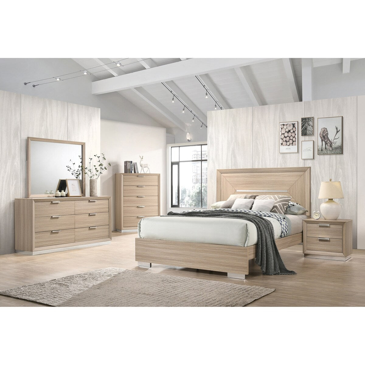 Casserly Rustic Beige Panel Bed