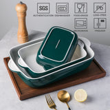 Casserole Dish for Oven, Ceramic Non-Stick Roasting Baking Dish Sets of 3, Rectangular Lasagna Pan Deep, 13 x 9.4 Inch
