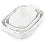 Casserole Dishes for Oven, Porcelain Baking Dishes Set of 3, Durable Casserole Dish Set Lasagna Pan Deep, Ceramic Bakeware Sets