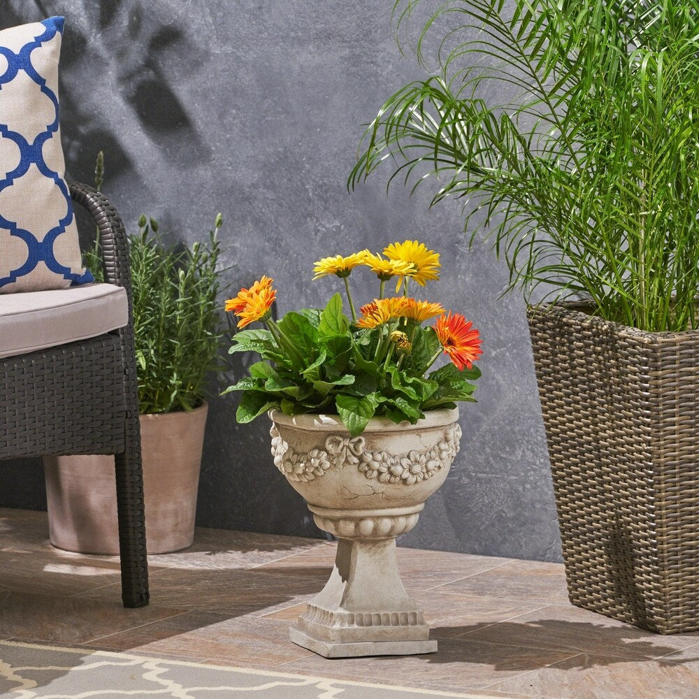 Cassia Roman Botanical Lightweight Concrete Chalice Garden Urn Planter by Christopher Knight Home