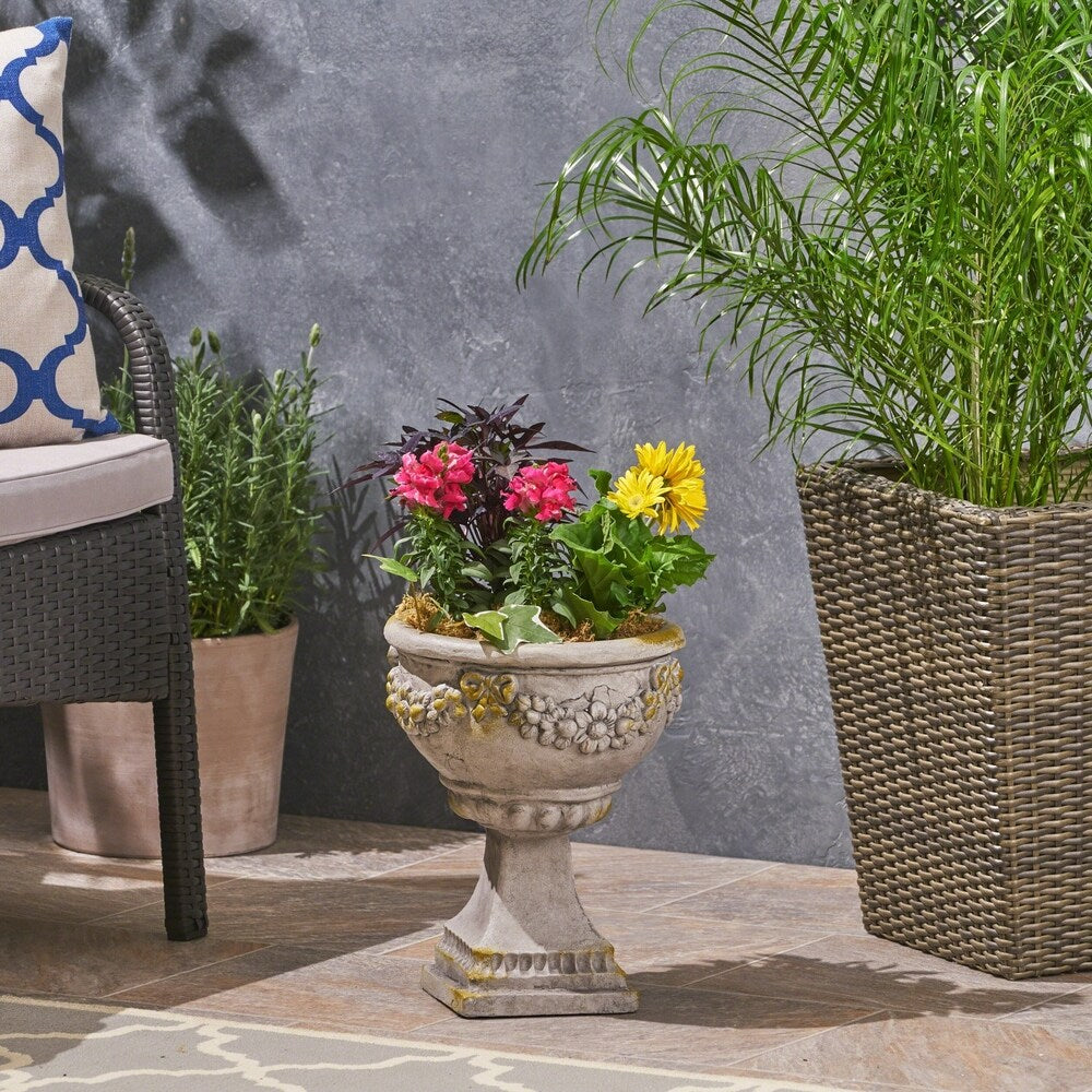 Cassia Roman Botanical Lightweight Concrete Chalice Garden Urn Planter by Christopher Knight Home